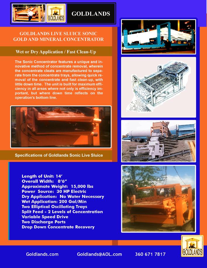 Sonic Vibrating Sluice Box Recovery Unit